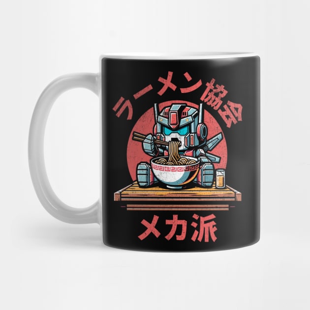 Kawaii Anime Mech Eating Ramen T-Shirt: Adorable Mech Noodle Enthusiast by Designed By Marty